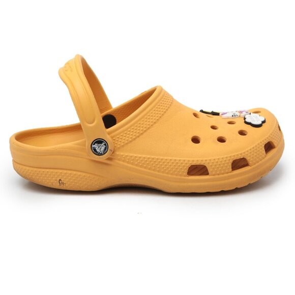 CROCS Clogs & Charms Mustard Yellow Gardening Outdoors Casual Hello Kitty Pooh - Picture 3 of 12